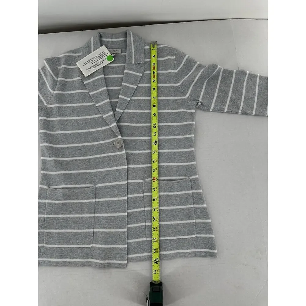 Kinross Cashmere Cardigan Blazer Knit Sz S Grey Notch Preppy Pockets Career $375 - Picture 9 of 10